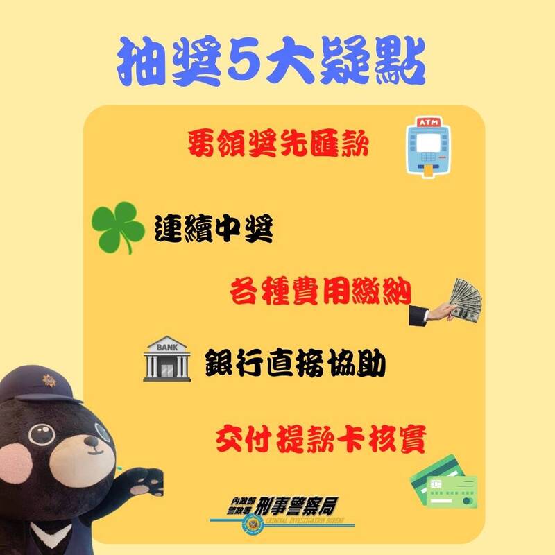 警方提供网路抽奖5大疑点,提醒民众遇到不明网友私讯,请不要理会。(记者姚岳宏翻摄) 警方提供网路抽奖5大疑点,提醒民众遇到不明网友私讯,请不要理会。(记者姚岳宏翻摄)