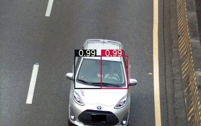 国道警方运用AI取缔未系安全带,首波锁定国道1号湖口路段执行,图中红框代表侦查到未系安全带者。(国道公路警察局提供) 国道警方运用AI取缔未系安全带,首波锁定国道1号湖口路段执行,图中红框代表侦查到未系安全带者。(国道公路警察局提供)