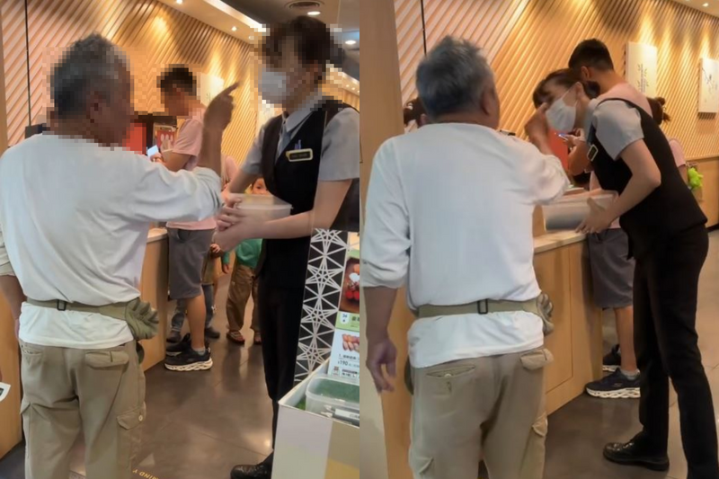 1名阿伯疑似想要插队,直接怒骂争鲜女店员,引发网友热议。(本报合成,@_21.eight/Threads授权提供) 1名阿伯疑似想要插队,直接怒骂争鲜女店员,引发网友热议。(本报合成,@_21.eight/Threads授权提供)
